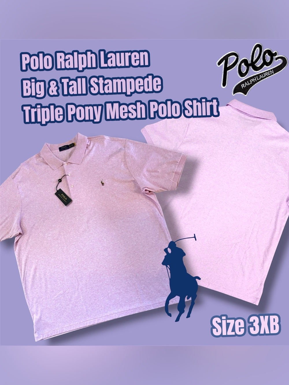 Polo Ralph Lauren Big & Tall Classic Fit Polo Shirt Size 3XB, (Pink Heather)